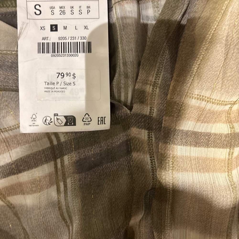 Zara Plaid Shirt with Gold Accents